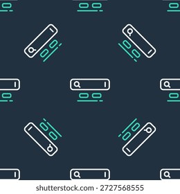 Line Search engine icon isolated seamless pattern on black background.  Vector