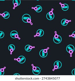 Line Search NFT icon isolated seamless pattern on black background. Non fungible token. Digital crypto art concept.  Vector