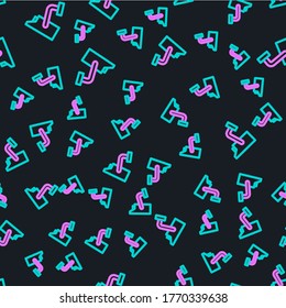 Line Security camera icon isolated seamless pattern on black background.  Vector Illustration