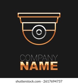 Line Security camera icon isolated on black background. Colorful outline concept. Vector