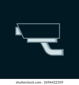 Line Security camera icon isolated on black background. Flat filled outline style with shadow. Vector