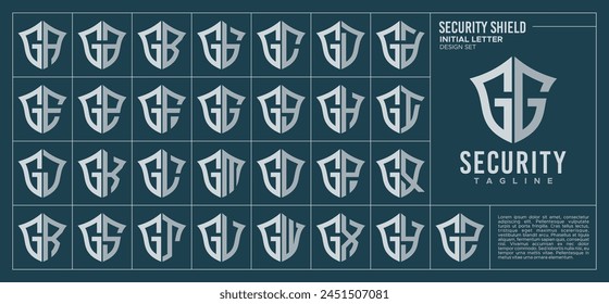 Line security shield letter G GG logo design set