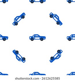 Line Sedan car icon isolated seamless pattern on white background. Colorful outline concept. Vector