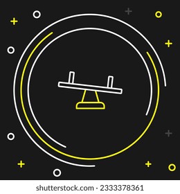 Line Seesaw icon isolated on black background. Teeter equal board. Playground symbol. Colorful outline concept. Vector