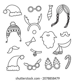 Line set of different Christmas masks