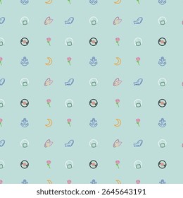 Line Set Icon Cartoon Pattern Seamless cute Surface Pattern Background Backdrop