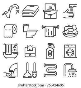 Line Set Of Icons - Bathroom. Vector Illustration