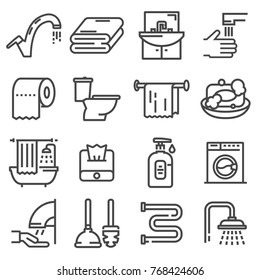 Line set of icons - bathroom. Vector illustration