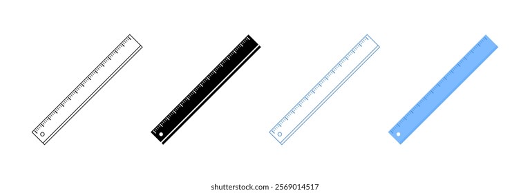 Line set icons. Linear, silhouette and flat style. Vector icons.