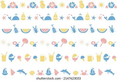 Conjunto de líneas de ilustraciones de verano.
