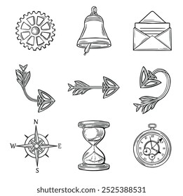 Line set of symbols for retro style app