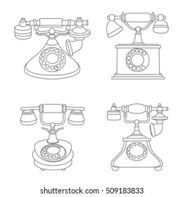 Line set of vector retro vintage phones