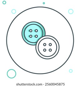 Line Sewing button for clothes icon isolated on white background. Clothing button. Colorful outline concept. Vector