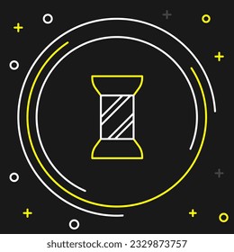Line Sewing thread on spool icon isolated on black background. Yarn spool. Thread bobbin. Colorful outline concept. Vector