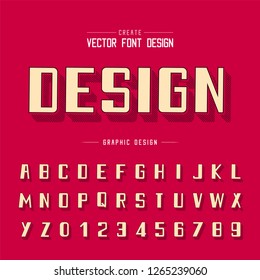 Line shadow font and alphabet vector, Bold typeface and number design, Graphic text on background