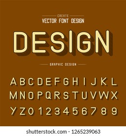 Line shadow font and alphabet vector, Typeface letter and number design, Graphic text on background