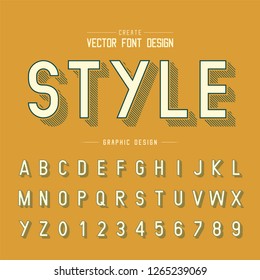 Line shadow font and alphabet vector, Style typeface letter and number design, graphic text on background