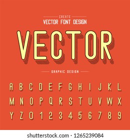 Line shadow font and alphabet vector, Letter style typeface and number design, Graphic text on background