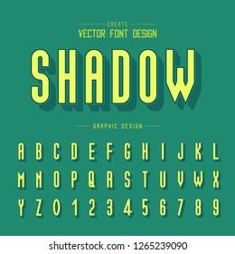 Line shadow font and alphabet vector, Tall typeface letter and number design, Graphic text on background