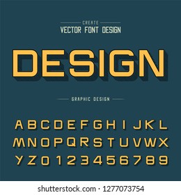 Line shadow font and alphabet vector, Design typeface letter and number, Graphic text on background