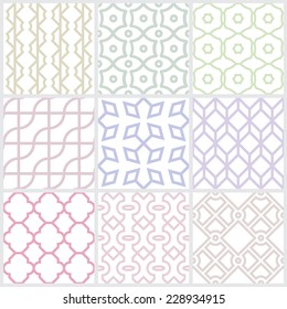 Line shape 9 style seamless patterns,Vector background