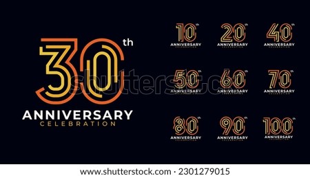 Line shape anniversary logo collections. Birthday number for event, invitation card, or banner element. Celebration year symbol