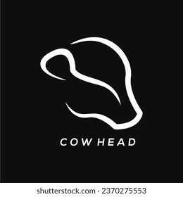 Line in the shape of a cow's head with a black background