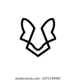 Line in the shape of a fox's head on a black background