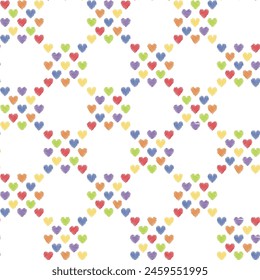 Line Shape Heart Pride Color Make a Tartan Check Seamless Pattern Art, Pride Month, LGBT,Conditional Love 