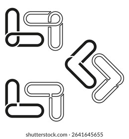 Line shape icon. Abstract rounded form. Vector black white. Minimal modern layout.
