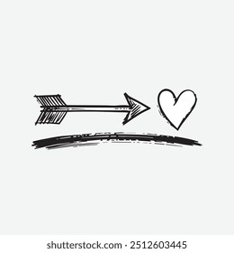 Line shape marker underline, arrow, heart brush element set