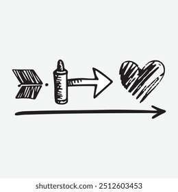 Marcador de forma de línea, subrayado, flecha, conjunto de elementos de pincel de corazón