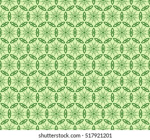 line and shape. seamless flower pattern. vector illustration. green color. for design invitation, textile, wallpaper.