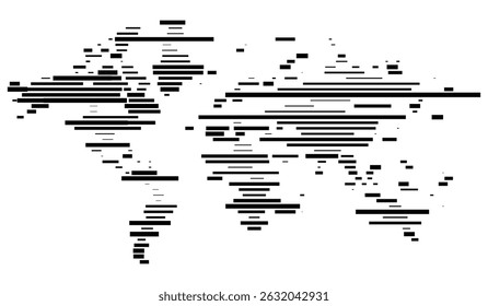 A line shape world map reimagines traditional cartography through minimalist dot art, emphasizing earths landmasses. continents, perfect for educational resources or chic wall decor. 