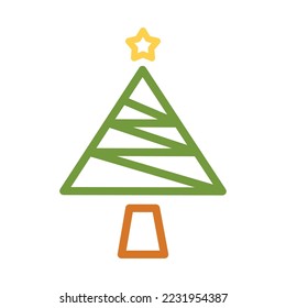 line shaped Christmas tree icon
