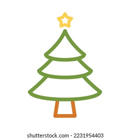 line shaped Christmas tree icon