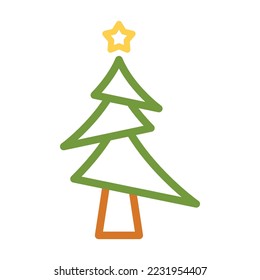 line shaped Christmas tree icon