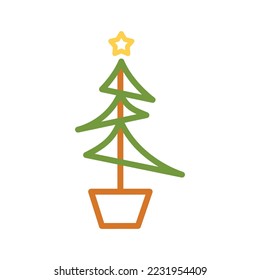 line shaped Christmas tree icon