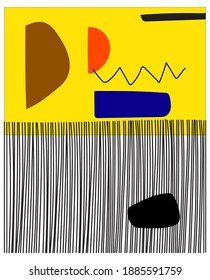 Linienformen abstrakte Vektorgrafik. Schwarz, gelb, quadratische Farbe, Linie Kunst abstrakt.