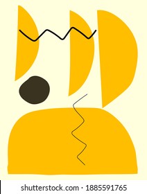 Formas de línea ilustraciones vectoriales abstractas. Negro, amarillo, color cuadrado, abstracto de arte de línea.
