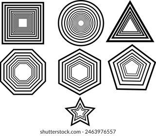 line shapes, Squre, Triangle, Circle, Octagon, Hexagon, Pentagon, geometric lining background for classic design