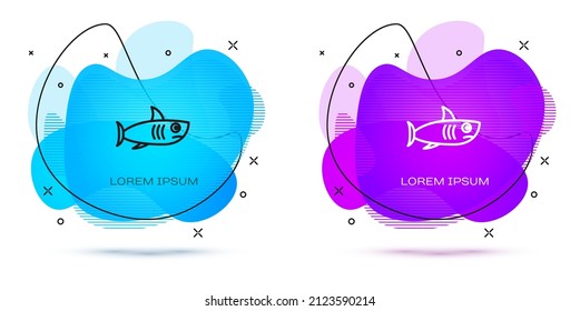 Line Shark icon isolated on white background. Abstract banner with liquid shapes. Vector