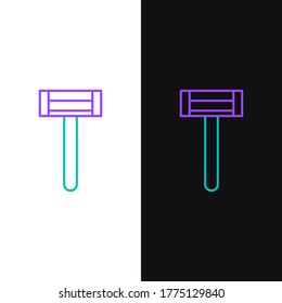 Line Shaving razor icon isolated on white and black background. Colorful outline concept. Vector