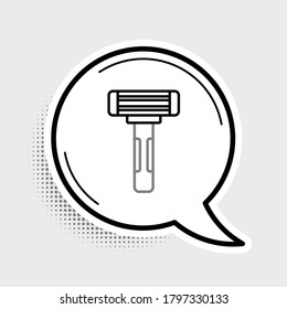 Icono de afeitador de mango de línea aislado en fondo gris. Concepto de esquema colorido. Vector