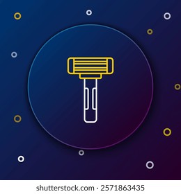 Line Shaving razor icon isolated on blue background. Colorful outline concept. Vector