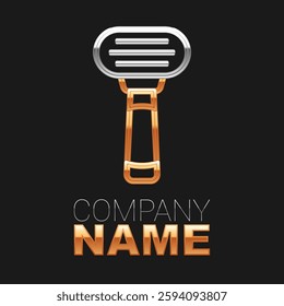 Line Shaving razor icon isolated on black background. Colorful outline concept. Vector