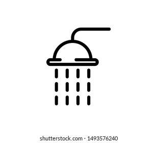 Line shawer icon isolated on white background. Outline bathroom symbol for website design, mobile application, ui. Shower pictogram. Vector illustration, editable strok. Eps10