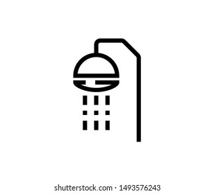 Line shawer icon isolated on white background. Outline bathroom symbol for website design, mobile application, ui. Shower pictogram. Vector illustration, editable strok. Eps10