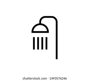 Line shawer icon isolated on white background. Outline bathroom symbol for website design, mobile application, ui. Shower pictogram. Vector illustration, editable strok. Eps10