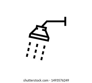 Line shawer icon isolated on white background. Outline bathroom symbol for website design, mobile application, ui. Shower pictogram. Vector illustration, editable strok. Eps10